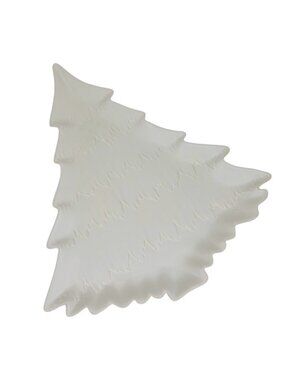 POTTERY BARN Holiday Tree Stoneware Serving platter Cream Collectible Like new